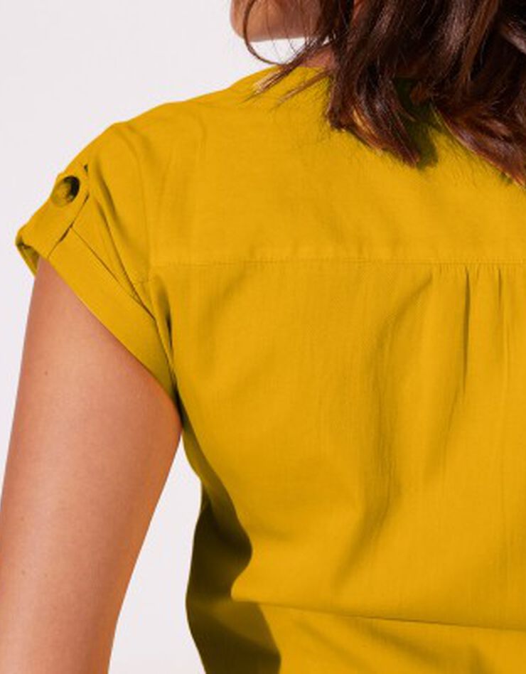 Robe saharienne boutonnée unie (curry) Robe saharienne boutonnée unie (curry)