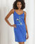 Nuisette coton fines bretelles motif « panda » (bleu dur)