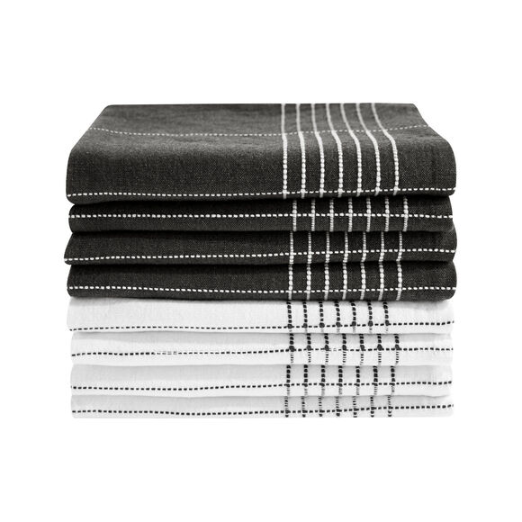 Torchons carreaux coton - lots  (anthracite)