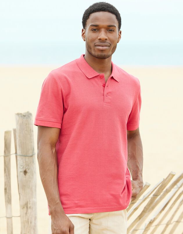 Polo uni maille piquée manches courtes (corail)