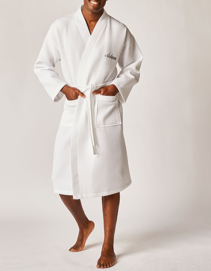 Peignoir de bain mixte adulte personnalisable nid d'abeille 230 g/m2 (blanc)