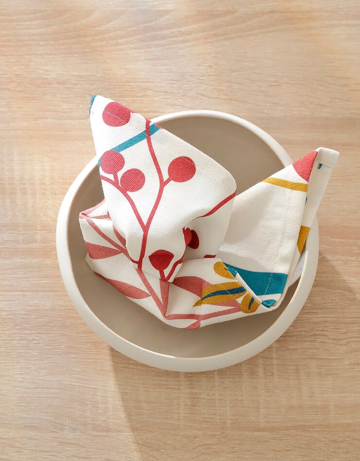 Serviette de table fabriquée en France motif Fleurs spectaculaires, lot de 2 - coton biologique(1) (multicolore) Serviette de table fabriquée en France motif Fleurs spectaculaires, lot de 2 - coton biologique(1) (multicolore)