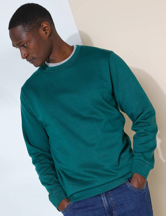 Sweat molleton col rond (vert sapin)