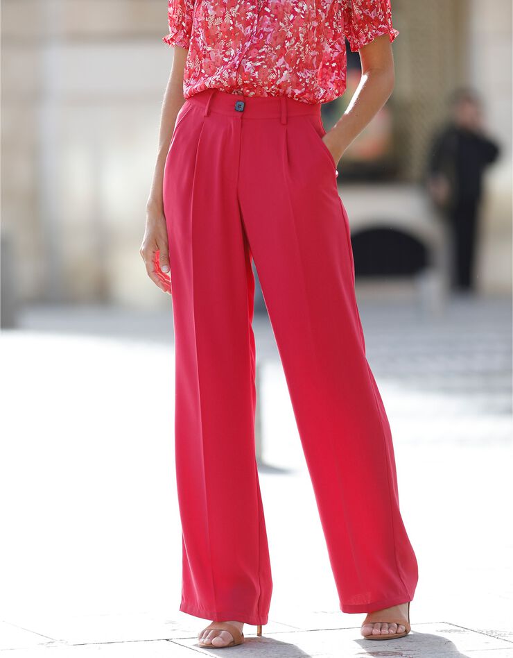 Pantalon droit large, crêpe (framboise) Pantalon droit large, crêpe (framboise)