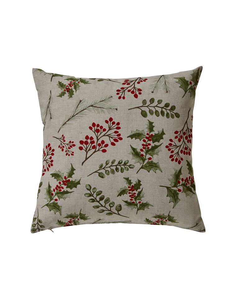 Lot de 2 housses de coussin imprimé houx (rouge / vert) Lot de 2 housses de coussin imprimé houx (rouge / vert)