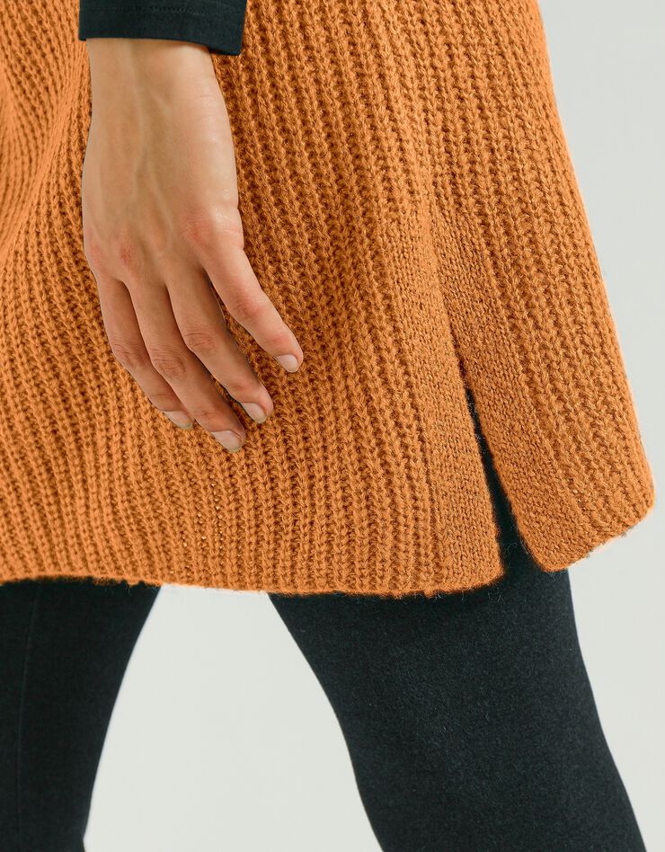 Pull tunique sans manches uni à ceinture amovible - toucher mohair (ocre) Pull tunique sans manches uni à ceinture amovible - toucher mohair (ocre)