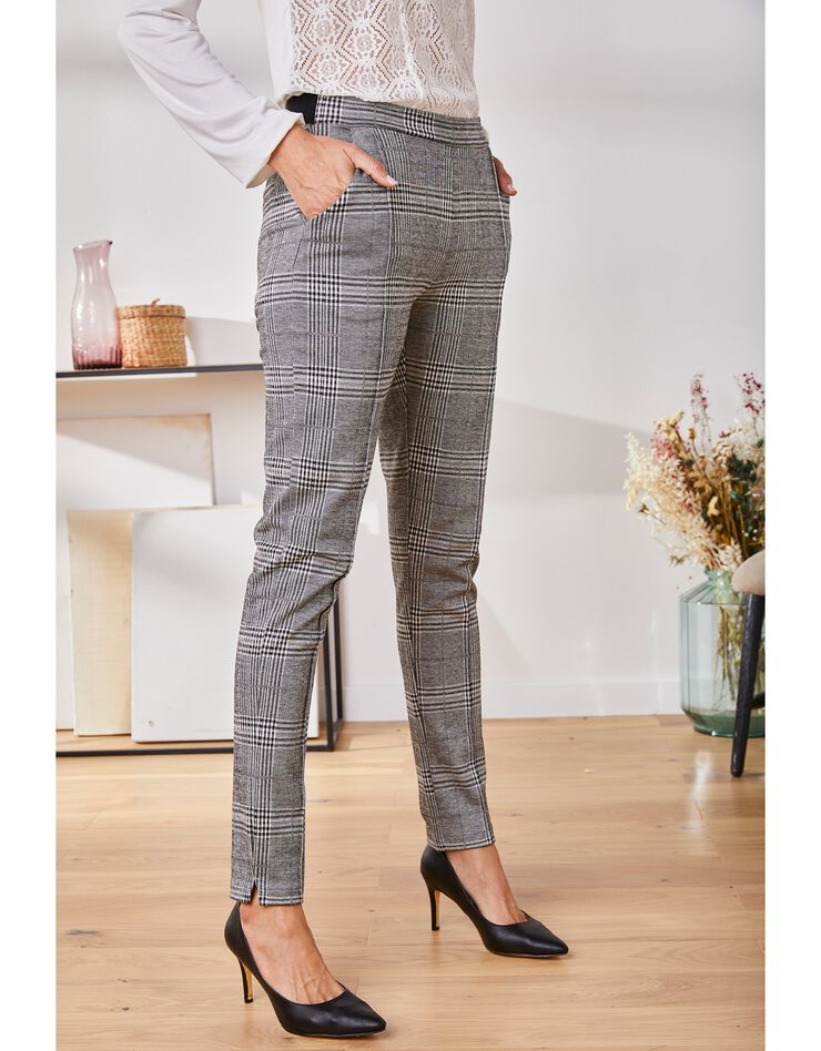 Pantalon en maille imprimé carreaux (noir / gris) Pantalon en maille imprimé carreaux (noir / gris)
