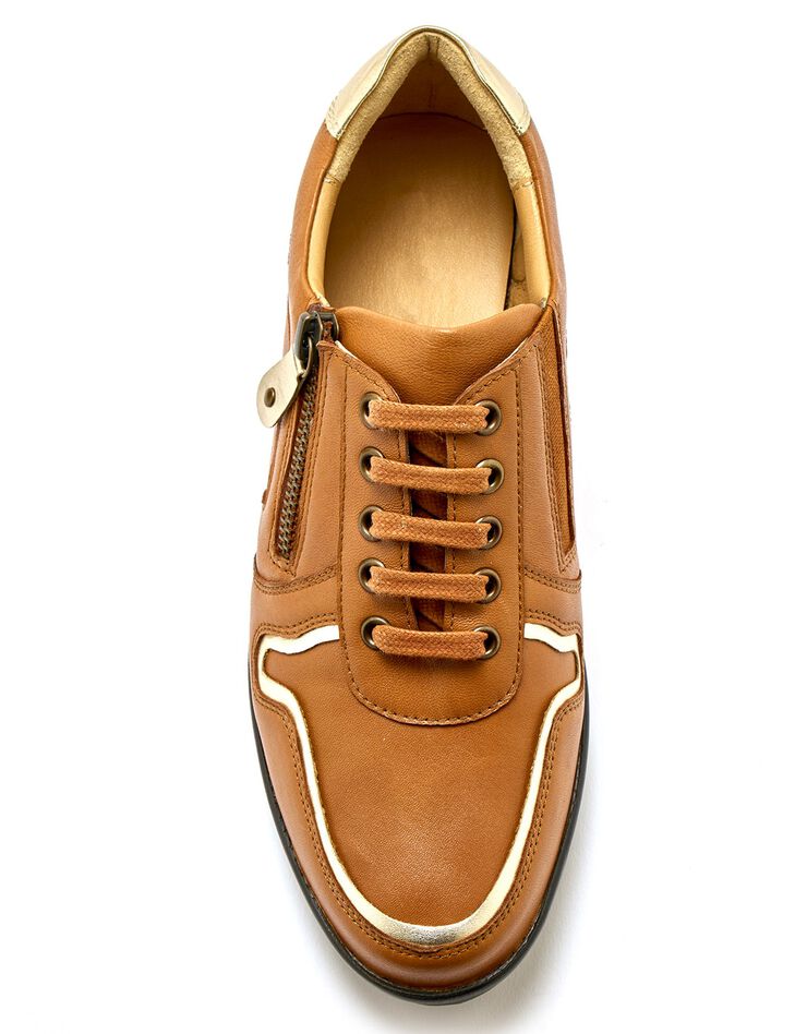 Derbies largeur confort en cuir détails métallisés (caramel) Derbies largeur confort en cuir détails métallisés (caramel)