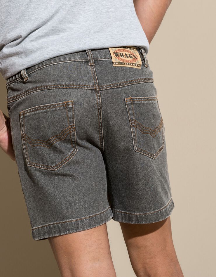Short jean élastiqué côtés (gris)