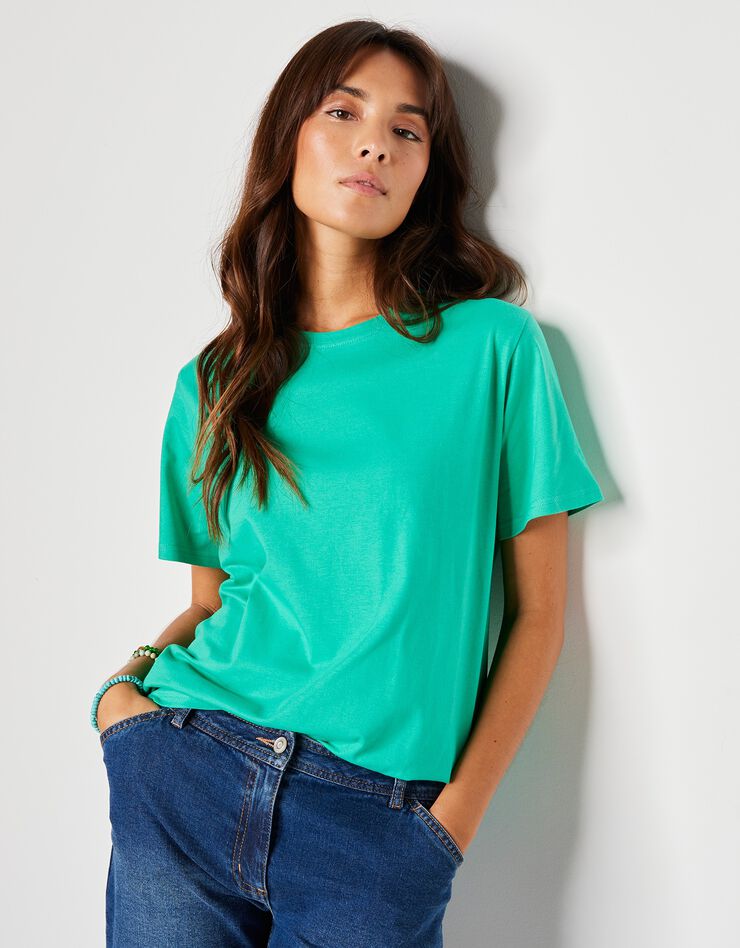Tee-shirt "loose" en coton, uni (vert) Tee-shirt "loose" en coton, uni (vert)