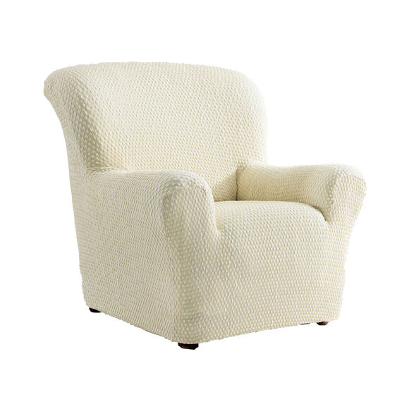 Housse gaufrée bi-extensible canapé fauteuil accoudoirs (beige)