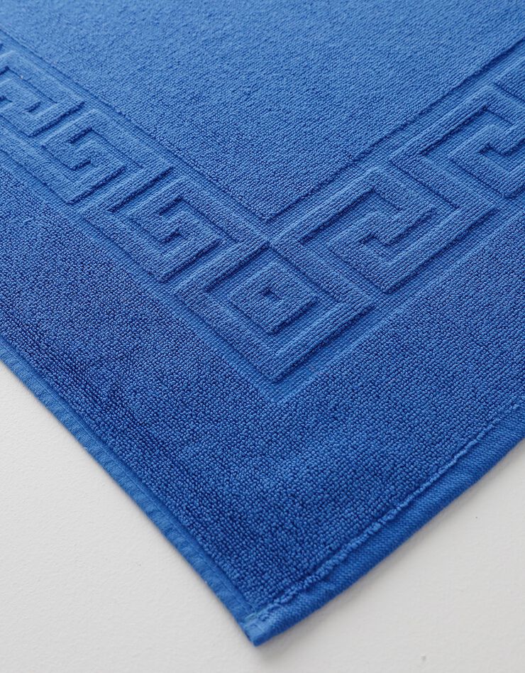 Tapis de bain éponge liteau motif frise grecque (bleu dur)