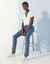 T-shirt col tunisien manches courtes, broderie anglaise (blanc)