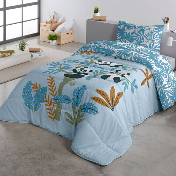 Couette enfant microfibre pandas 200 g/m² (bleu)