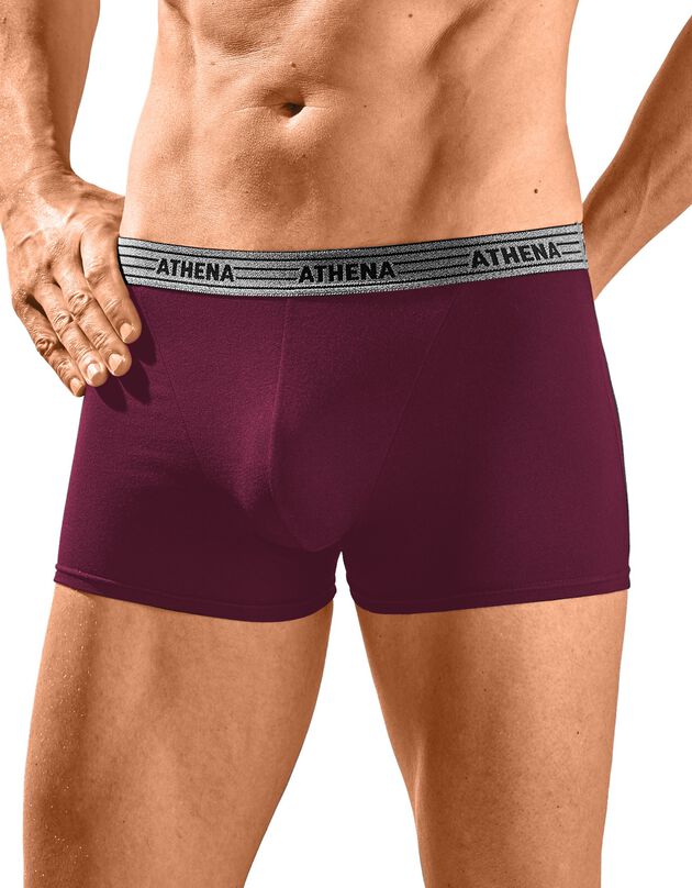 Boxer Basic Coton - lot de 4 (gris chiné + prune)