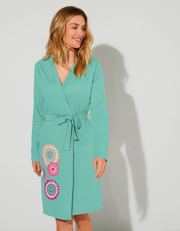 Peignoir motifs "indiens" - coton (lagon)