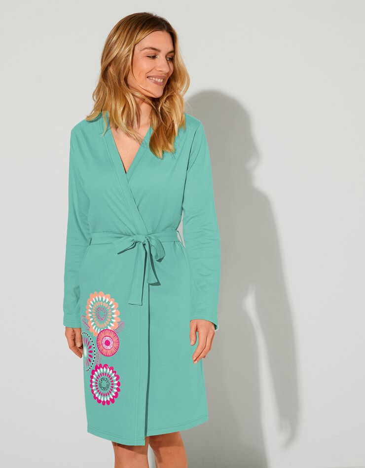Peignoir motifs "indiens" - coton (lagon)