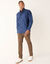 Chemise boutonnée unie Oxford manches longues (bleu ardoise)