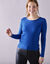 Pull col rond maille côtelée (bleu vif)