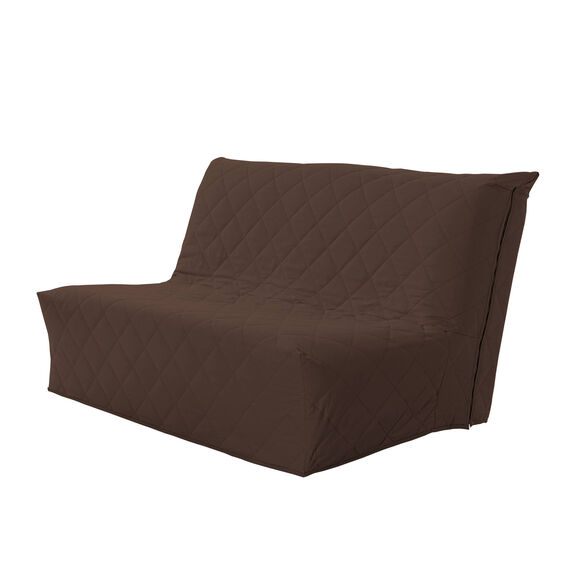 Housse canap&eacute; BZ coton bachette uni matelass&eacute; (chocolat)