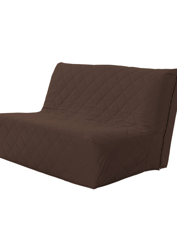 Housse canap&eacute; BZ coton bachette uni matelass&eacute; (chocolat)