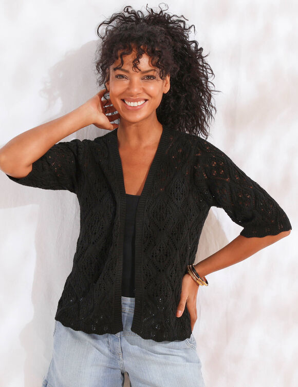 Gilet maille fantaisie (noir)