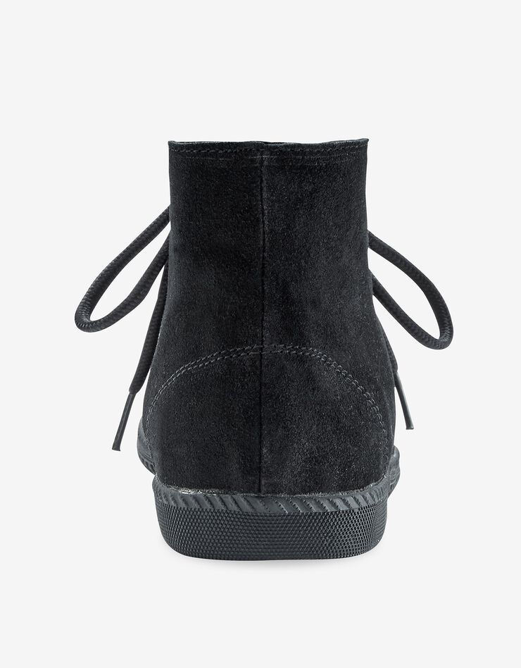 Bottines à lacet en croûte de cuir (noir)