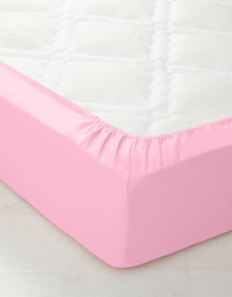 Linge de lit uni flanelle  (rose)