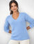 Pull tunique col V, maille douceur (bleu)