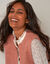 Gilet col rond sans manches, point mousse (rose chiné)