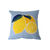 Coussin carré imprimé citrons (bleu / jaune)
