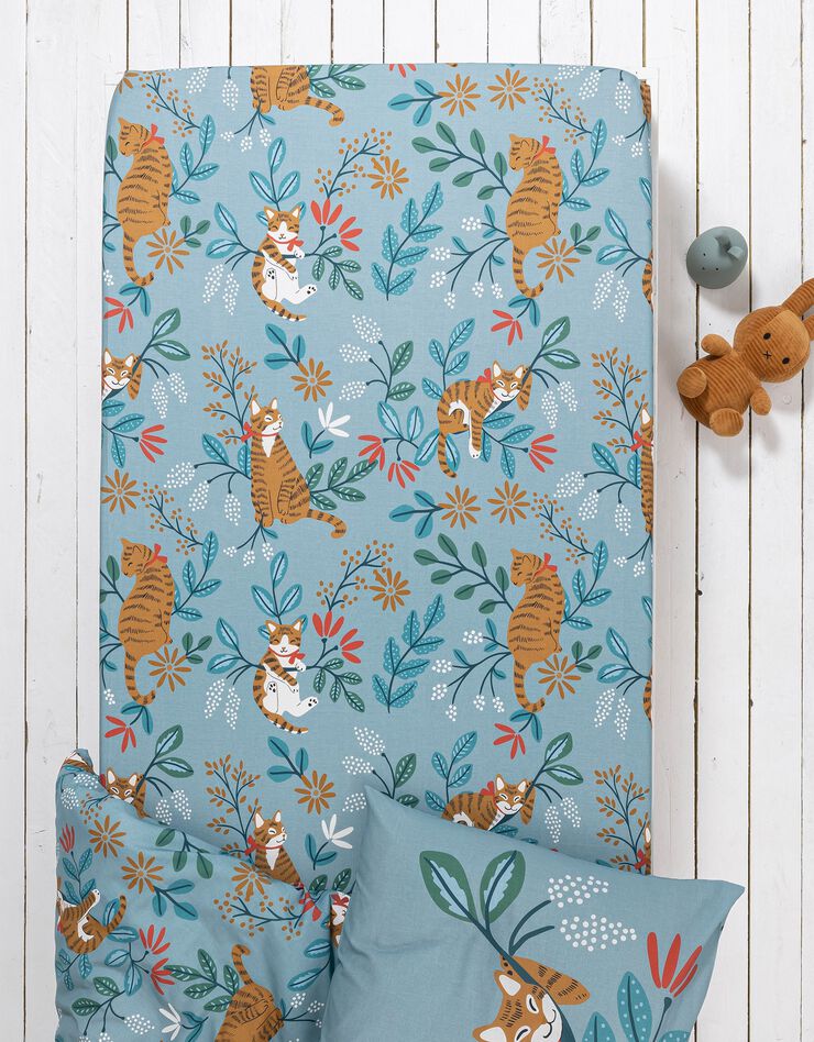 Linge de lit enfant imprimé Châtaigne - coton  (céladon)