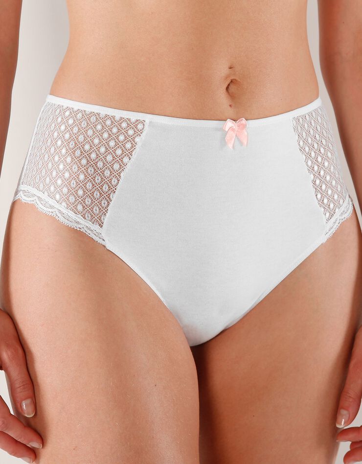 Culotte maxi dentelle coton uni Tropea - lot de 4 (blanc + poudre) Culotte maxi dentelle coton uni Tropea - lot de 4 (blanc + poudre)