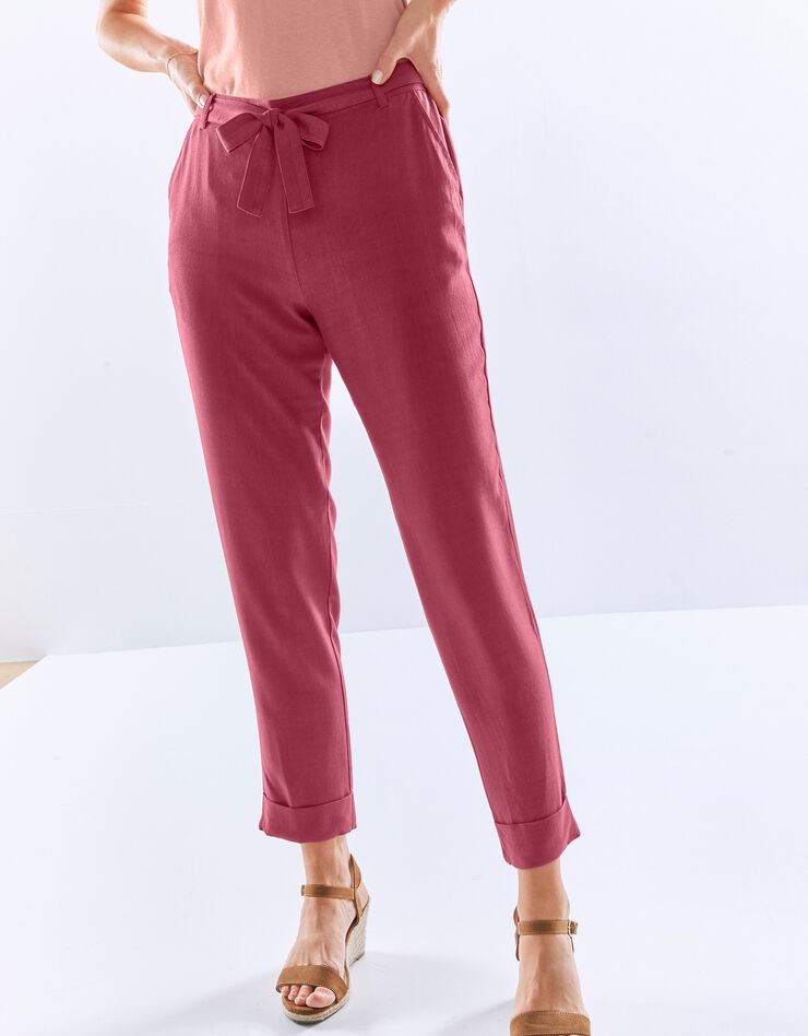 Pantalon uni coupe 7/8ème fuselée, tissu fluide (tomette) Pantalon uni coupe 7/8ème fuselée, tissu fluide (tomette)