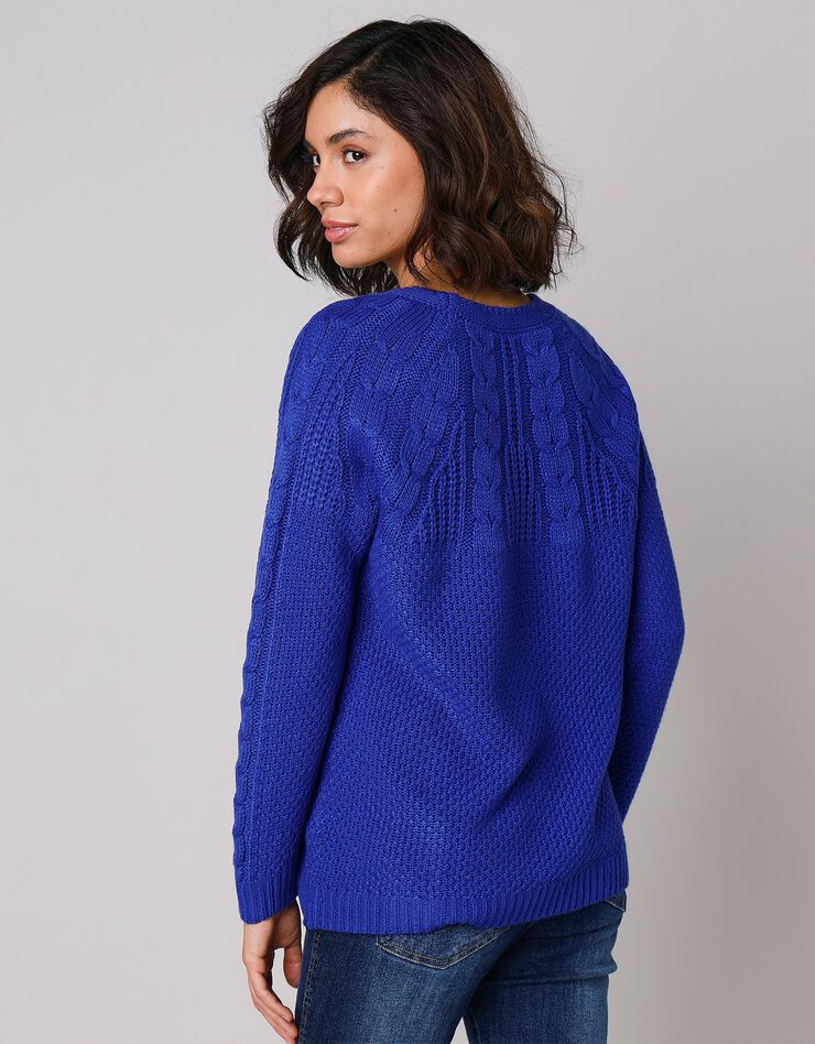 Pull en maille torsadée (bleu dur) Pull en maille torsadée (bleu dur)