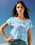 T-shirt boite, imprimé papillons (bleu)