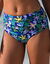 Bas de maillot de bain sculptant taille haute imprimé Naga (bleu / vert)