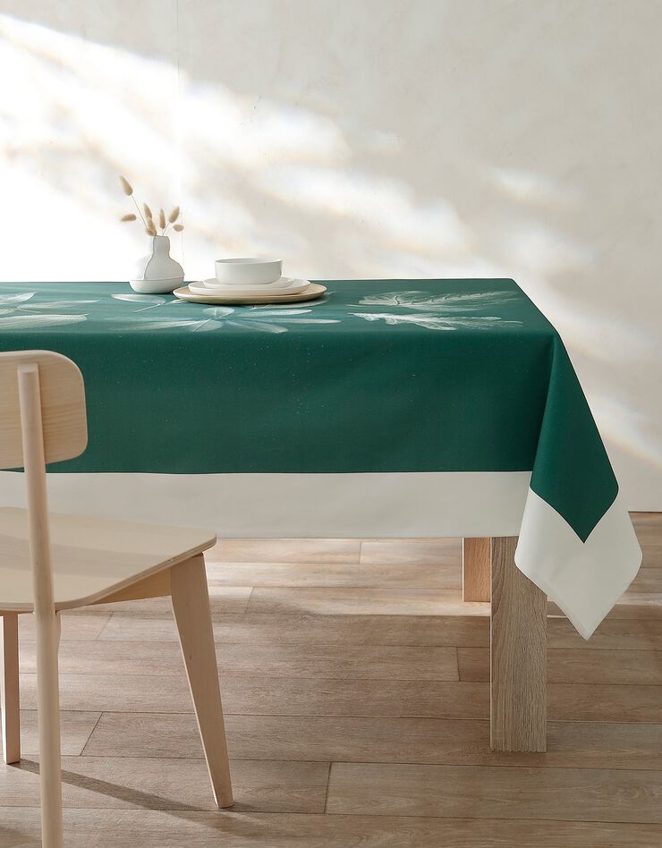 Nappe fabriquée en France, motif placé Herbier - coton biologique(1) (vert)