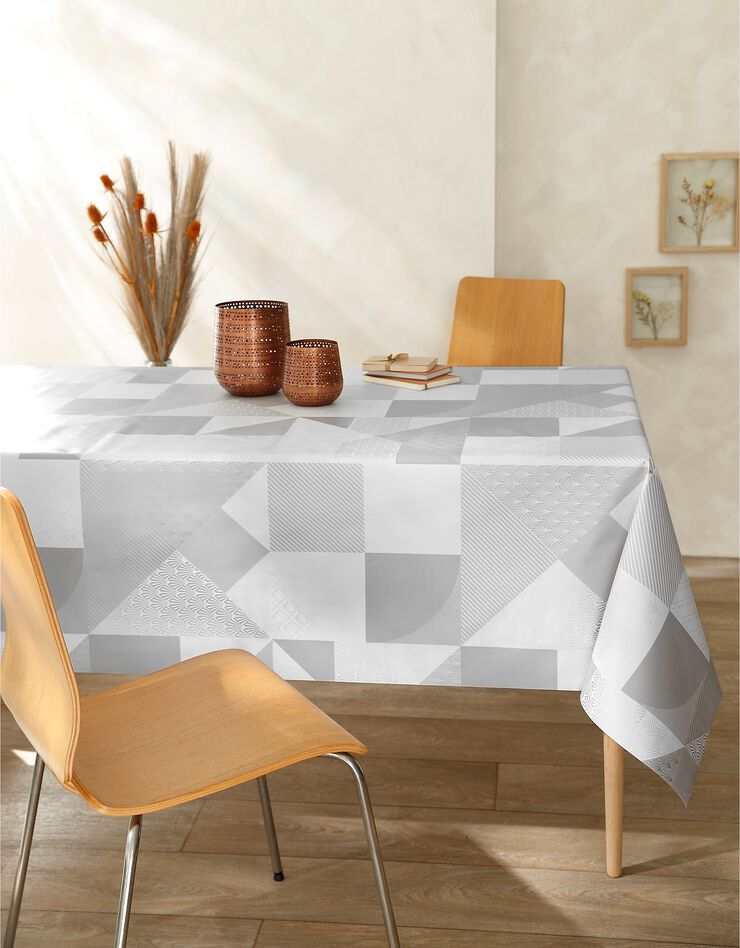 Nappe toile cirée imprimé géométrique (gris)
