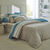 Linge de lit Nathalie coton (bleu grisé / beige)