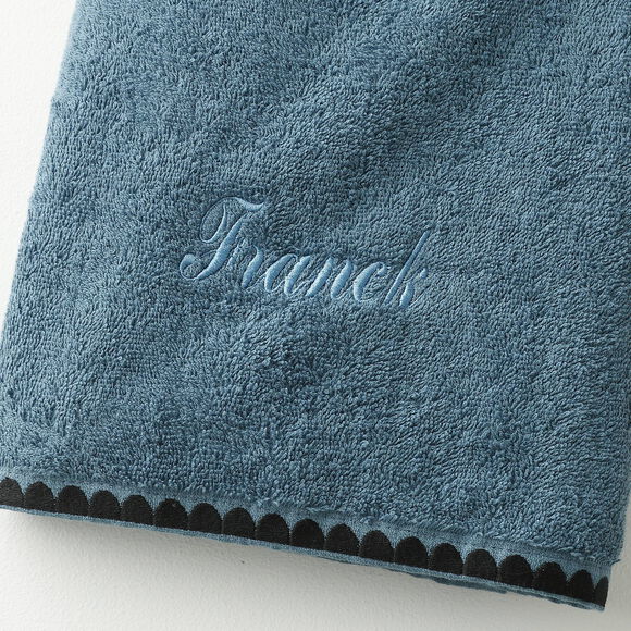 Serviettes de bain finition broderie fantaisie personnalisable - 420g/m2 (bleu jean)