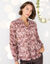 Blouse plissée imprimé fleuri, voile (rose / chocolat)