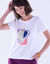 T-shirt manches courtes, imprimé placé coeur (blanc / violet)