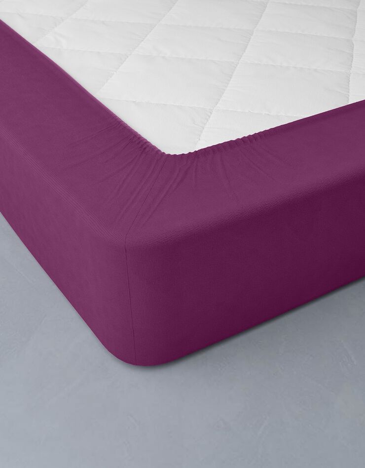 Drap-housse uni flanelle bonnets 32 cm (prune)