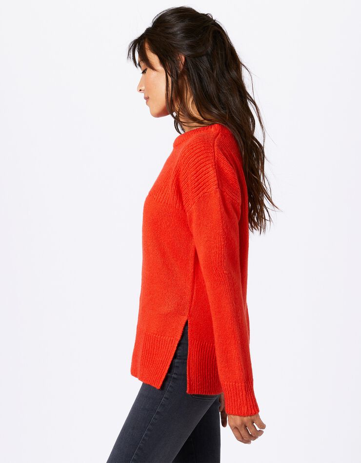 Pull col rond maille anglaise et jersey (orange) Pull col rond maille anglaise et jersey (orange)