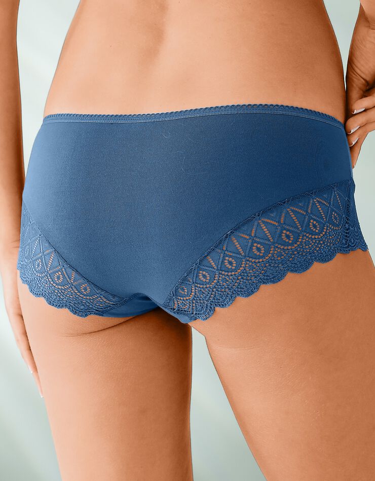 Shorty uni coton stretch et dentelle - lot de 3 (bleu + marine + vert) Shorty uni coton stretch et dentelle - lot de 3 (bleu + marine + vert)