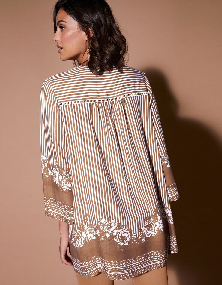 Blouse ample imprimée manches 3/4 pagodes (caramel) Blouse ample imprimée manches 3/4 pagodes (caramel)