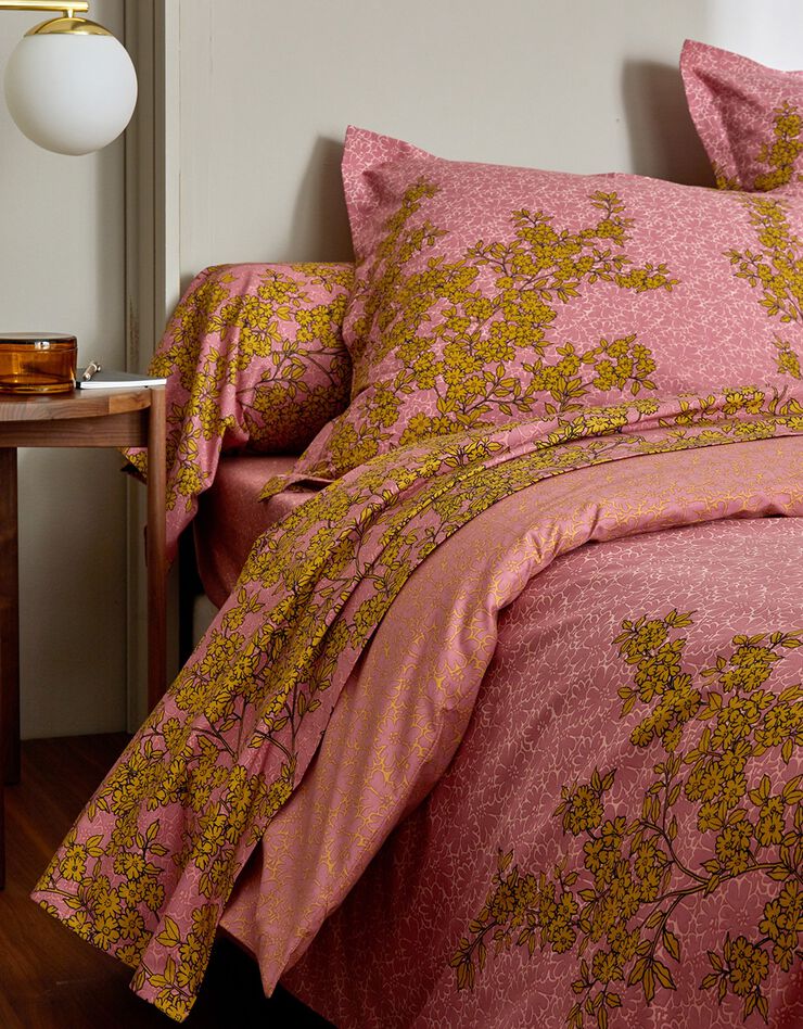 Linge de lit Coralie en percale de coton (bois de rose)