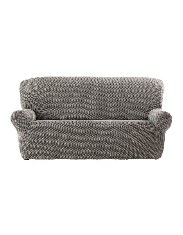Housse texturée bi-extensible spéciale canapé fauteuil à accoudoirs (gris chiné)