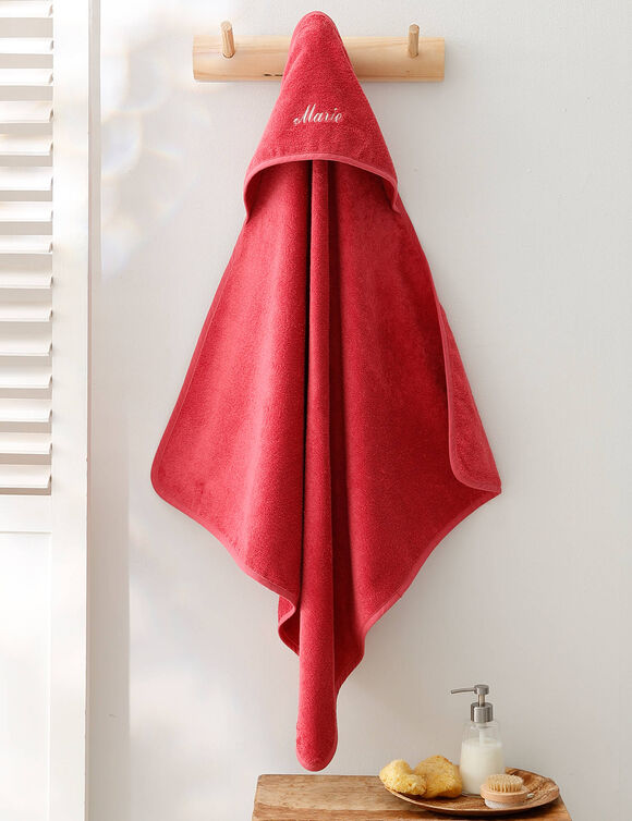 Cape de bain bébé personnalisable (framboise)